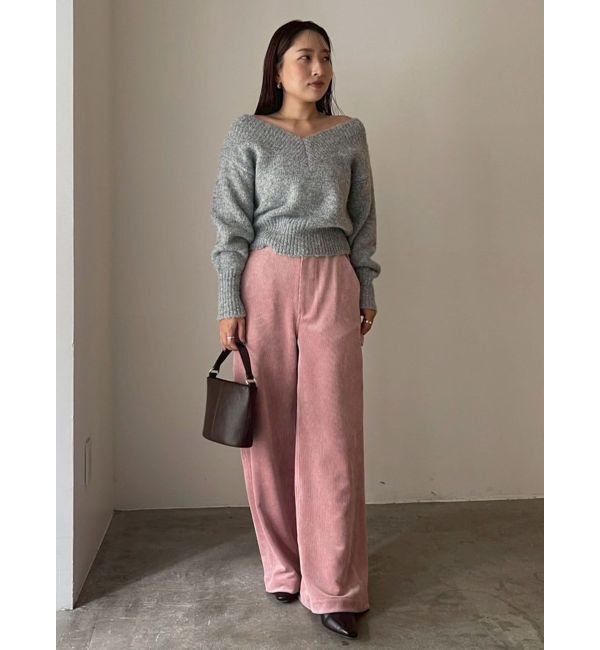 LAGUNAMOON「【WEB限定】Vネックカラーショートニットプルオーバー」|ニット・セーター|