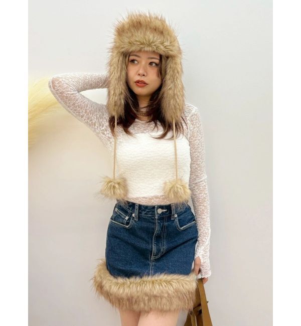EVRIS「フェイクファーポンポンCAP」|キャップ・キャスケット|