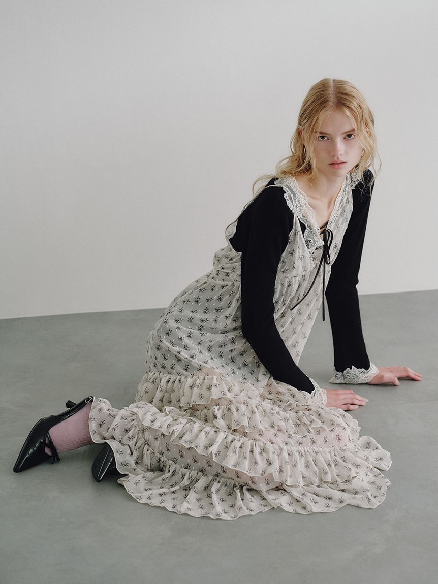 LILY BROWN「【15th Anniversary】Lilyモチーフフリルティアードキャミワンピース」|ワンピース|