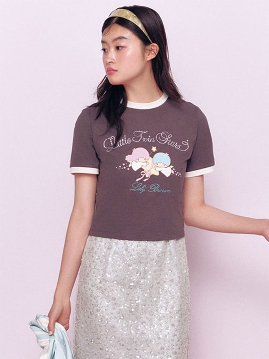 LILY BROWN「【リトルツインスターズ（キキ＆ララ）】ビジューTシャツ」|Tシャツ・カットソー|