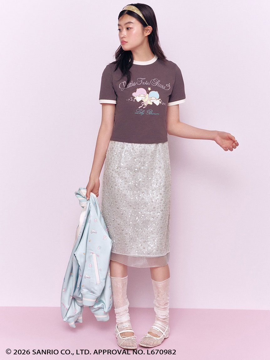 LILY BROWN「【リトルツインスターズ（キキ＆ララ）】ビジューTシャツ」|Tシャツ・カットソー|
