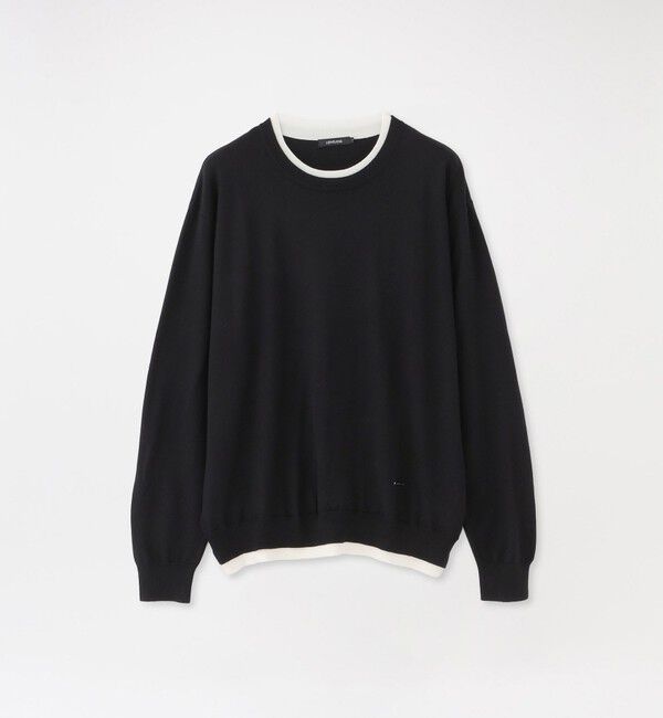  「【CASHWOOL】レイヤードプルオーバー」|ニット・セーター|ブラック