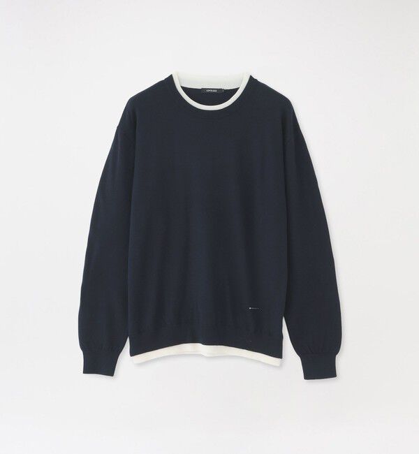  「【CASHWOOL】レイヤードプルオーバー」|ニット・セーター|ネイビー