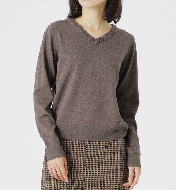  「【CASHWOOL】 ウォッシャブルラメVネックニット」|ニット・セーター|