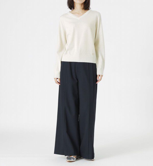  「【CASHWOOL】 ウォッシャブルラメVネックニット」|ニット・セーター|