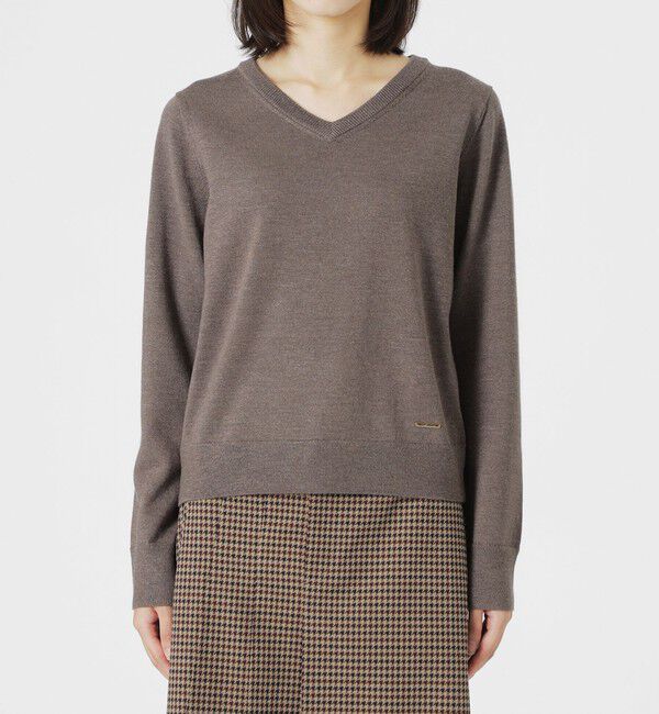  「【CASHWOOL】 ウォッシャブルラメVネックニット」|ニット・セーター|