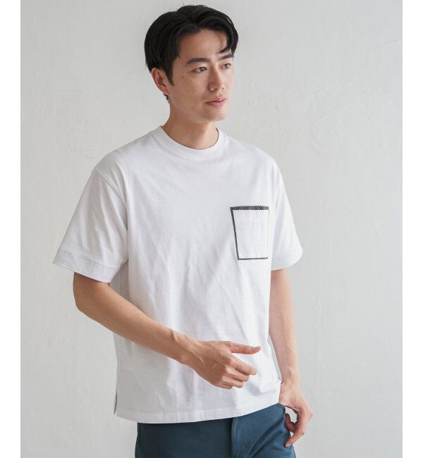ikka「ストライプMIXポケットTシャツ」|Tシャツ・カットソー|ホワイト