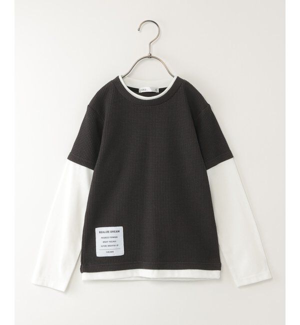 ikka kids「【親子コーデ】ワッフルフェイクレイヤードロンT（130~160cm）」|Tシャツ・カットソー|ブラック