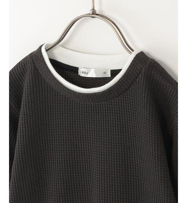 ikka kids「【親子コーデ】ワッフルフェイクレイヤードロンT（130~160cm）」|Tシャツ・カットソー|