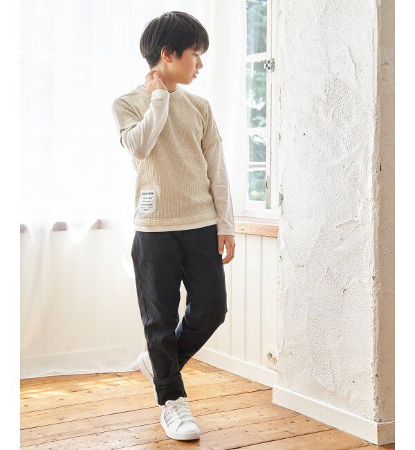 ikka kids「【親子コーデ】ワッフルフェイクレイヤードロンT（130~160cm）」|Tシャツ・カットソー|