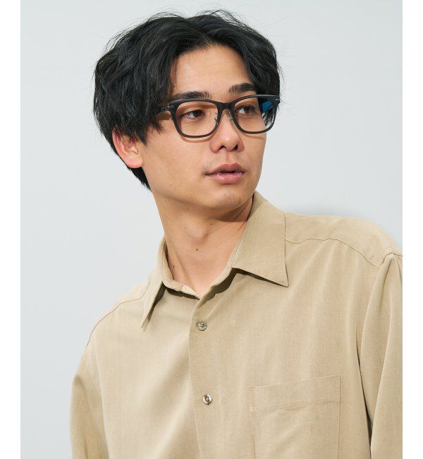  「ウェリントン型 メガネ | レザー調 ラバーテンプル 眼鏡 伊達メガネ 度付き CLASSIC レンズ交換券付」|メガネ|