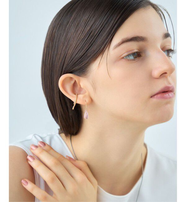 ete「[スウィングドロップ] K10 ナチュラルストーン ピアス」|ピアス|
