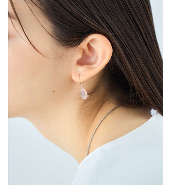 ete「[スウィングドロップ] K10 ナチュラルストーン ピアス」|ピアス|