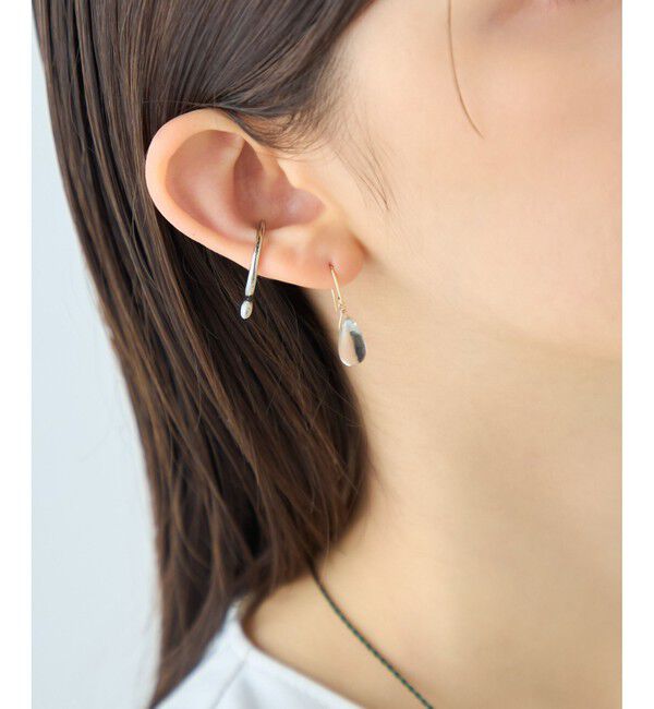 ete「[スウィングドロップ] K10 ナチュラルストーン ピアス」|ピアス|