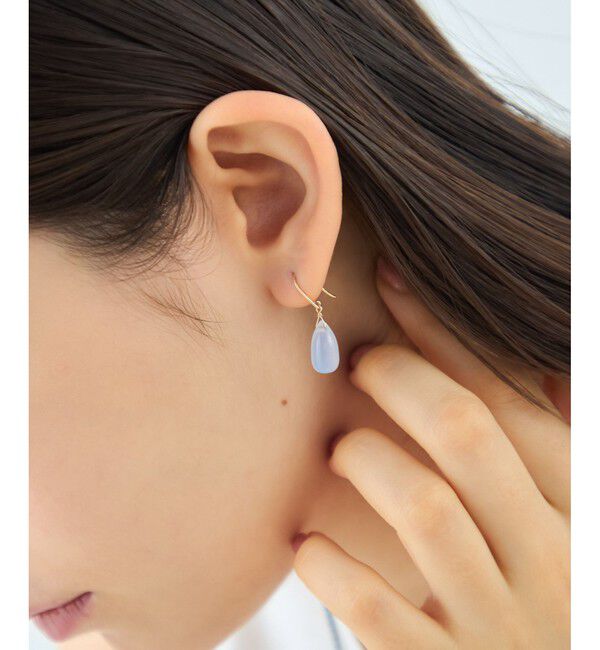 ete「[スウィングドロップ] K10 ナチュラルストーン ピアス」|ピアス|