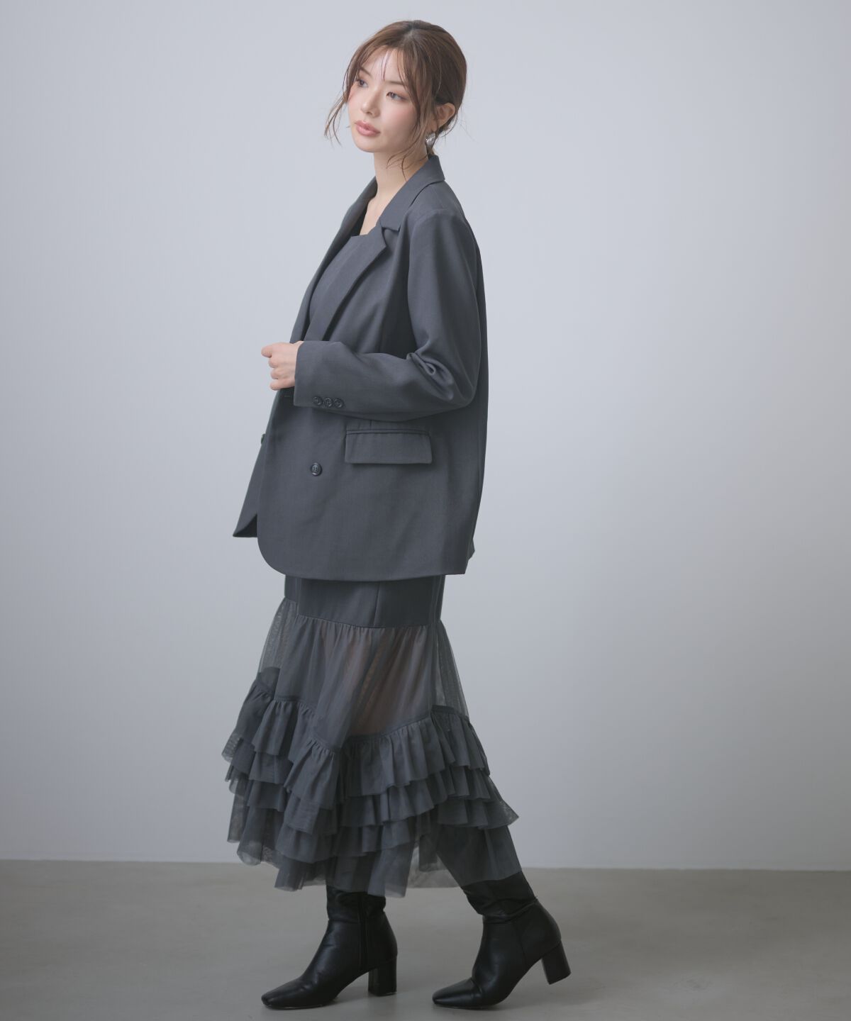 アンドクチュール「ジャケット&times;シアーチュールレイヤーワンピース」|ワンピース|
