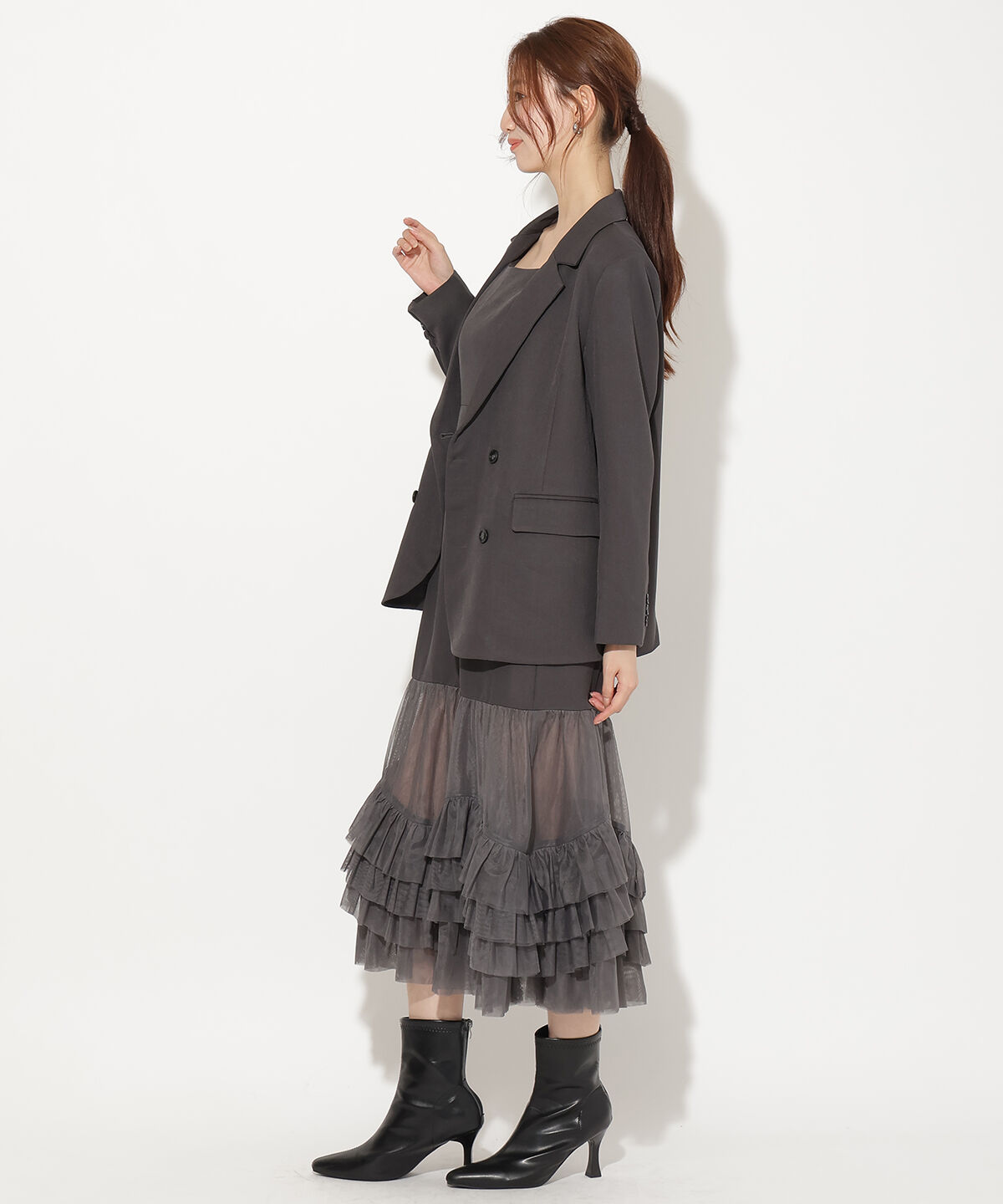 アンドクチュール「ジャケット&times;シアーチュールレイヤーワンピース」|ワンピース|