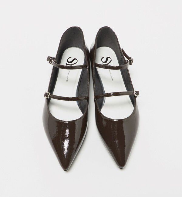 ODETTE E ODILE「＜SY＞ ポインテッド ダブルストラップ フラット15&uarr;」|パンプス|DK.BROWN