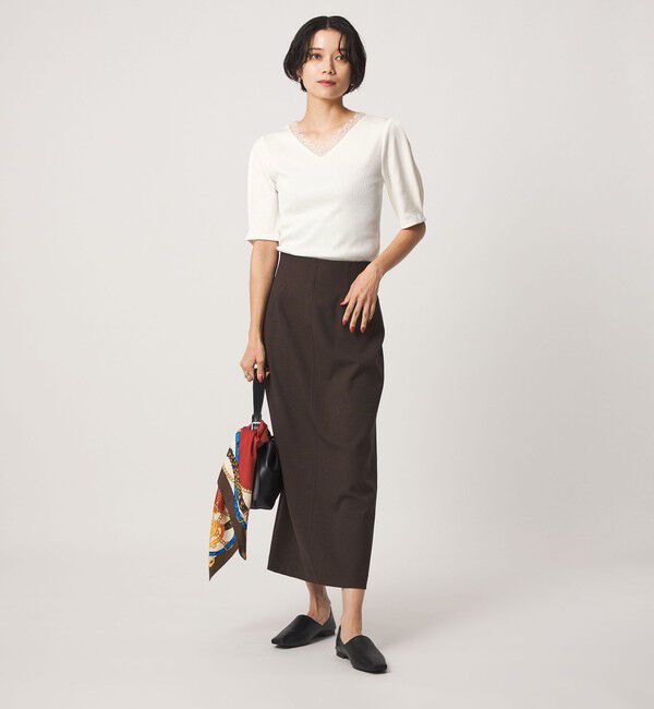 UNITED ARROWS green label relaxing「ブライトリブ レース 5分袖 プルオーバー カットソー」|Tシャツ・カットソー|