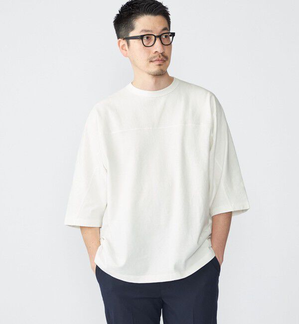 SHIPS「SHIPS: フットボール Tシャツ（6分丈）」|Tシャツ・カットソー|ホワイト