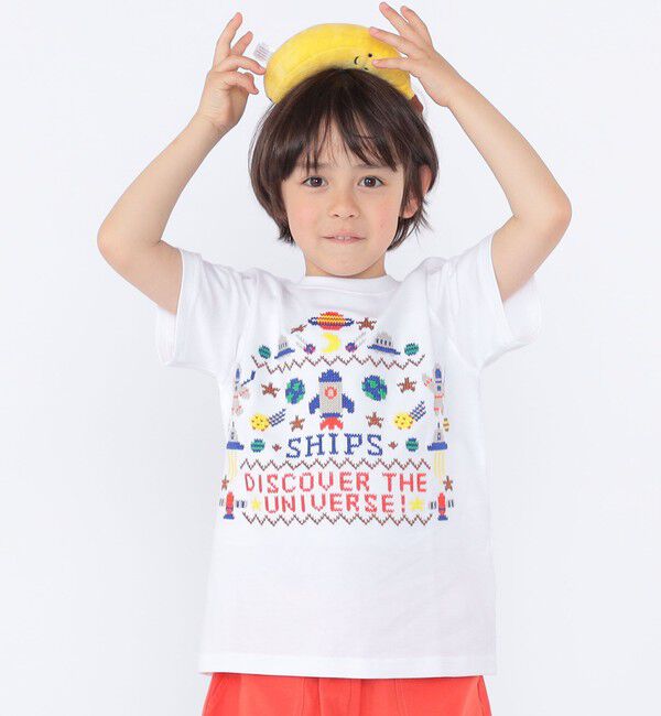 SHIPS KIDS「SHIPS KIDS:100～130cm / スペース 刺繍 Tシャツ 」|Tシャツ・カットソー|オフホワイト