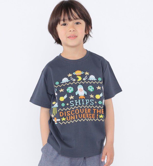 SHIPS KIDS「SHIPS KIDS:100～130cm / スペース 刺繍 Tシャツ 」|Tシャツ・カットソー|