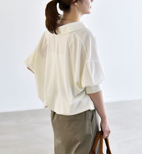 quaranciel「:〈接触冷感/洗濯機可能〉シルク ミックス ポンチ ドロスト ポロ プルオーバー」|Tシャツ・カットソー|