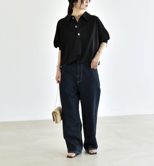 quaranciel「:〈接触冷感/洗濯機可能〉シルク ミックス ポンチ ドロスト ポロ プルオーバー」|Tシャツ・カットソー|