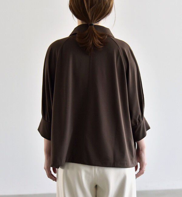 quaranciel「:〈接触冷感/洗濯機可能〉シルク ミックス ポンチ ドロスト ポロ プルオーバー」|Tシャツ・カットソー|