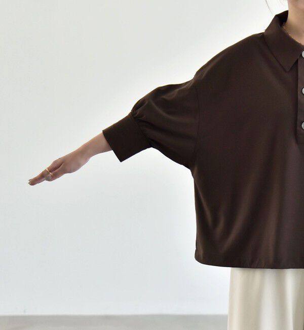 quaranciel「:〈接触冷感/洗濯機可能〉シルク ミックス ポンチ ドロスト ポロ プルオーバー」|Tシャツ・カットソー|
