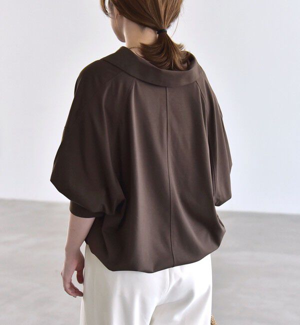 quaranciel「:〈接触冷感/洗濯機可能〉シルク ミックス ポンチ ドロスト ポロ プルオーバー」|Tシャツ・カットソー|