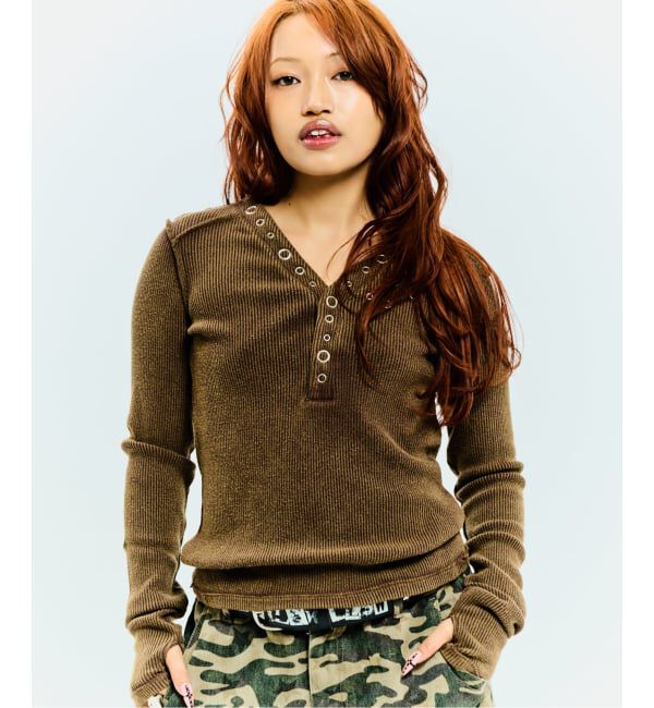 JOINT WORKS「フェード アイレット リブ ロングスリーブ / J Fade Rib Eyelet L/S」|Tシャツ・カットソー|ブラウン