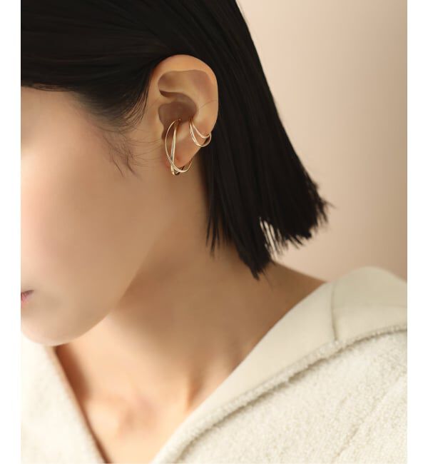 Lilas by Spick&Span「ダブルラインイヤーカフ K10（片耳）」|イヤーカフ|