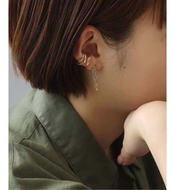 Lilas by Spick&Span「ダブルラインイヤーカフ K10（片耳）」|イヤーカフ|