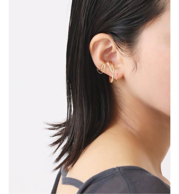 Lilas by Spick&Span「ダブルラインイヤーカフ K10（片耳）」|イヤーカフ|