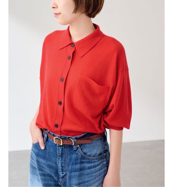 FRAMeWORK「CASH TOUCH POLOSHIRT」|ニット・セーター|レッド