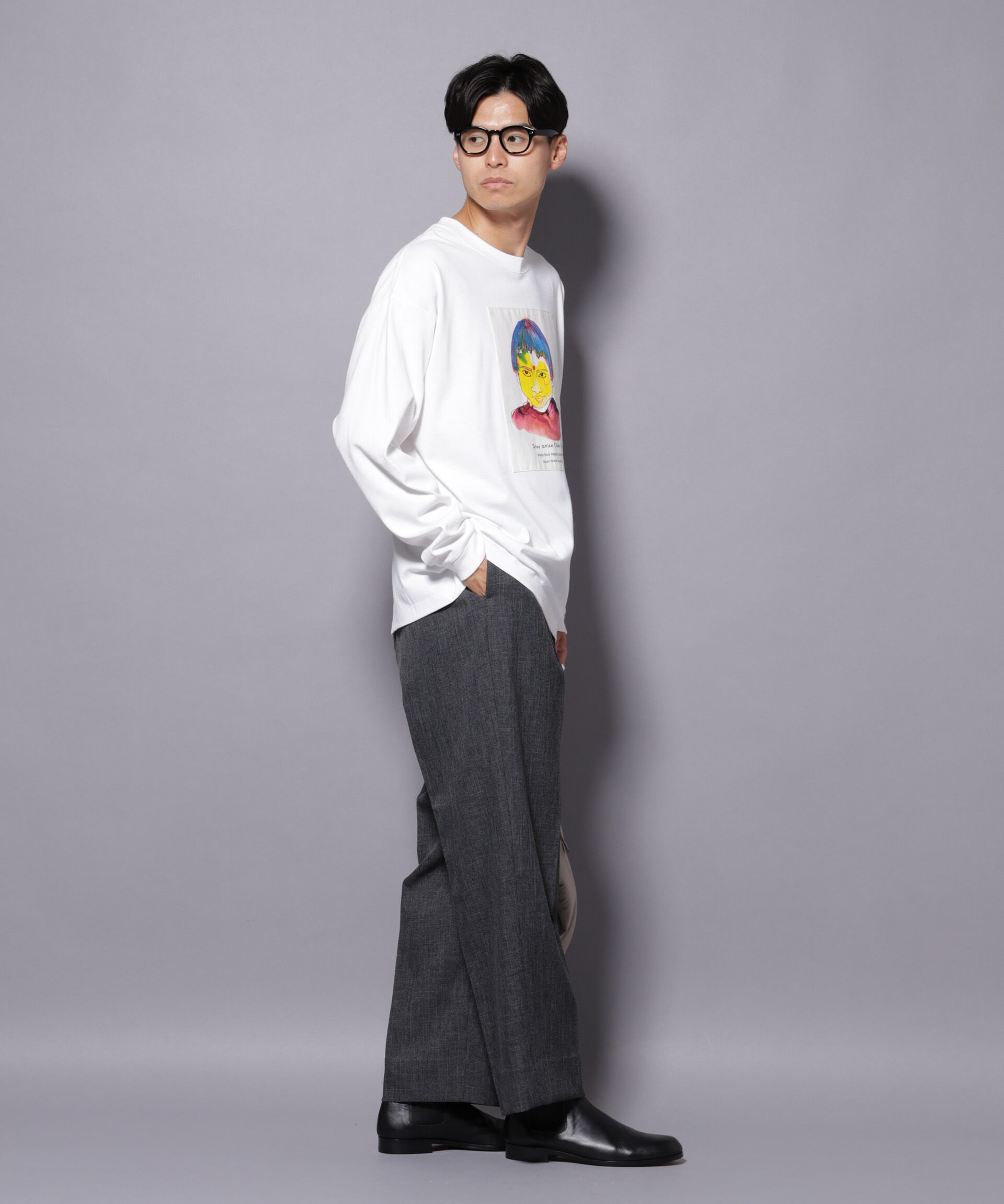 NANO universe「Anti Soaked(R)&times;SUNCHAIポートレート汗染み防止 Ｔシャツ長袖」|Tシャツ・カットソー|