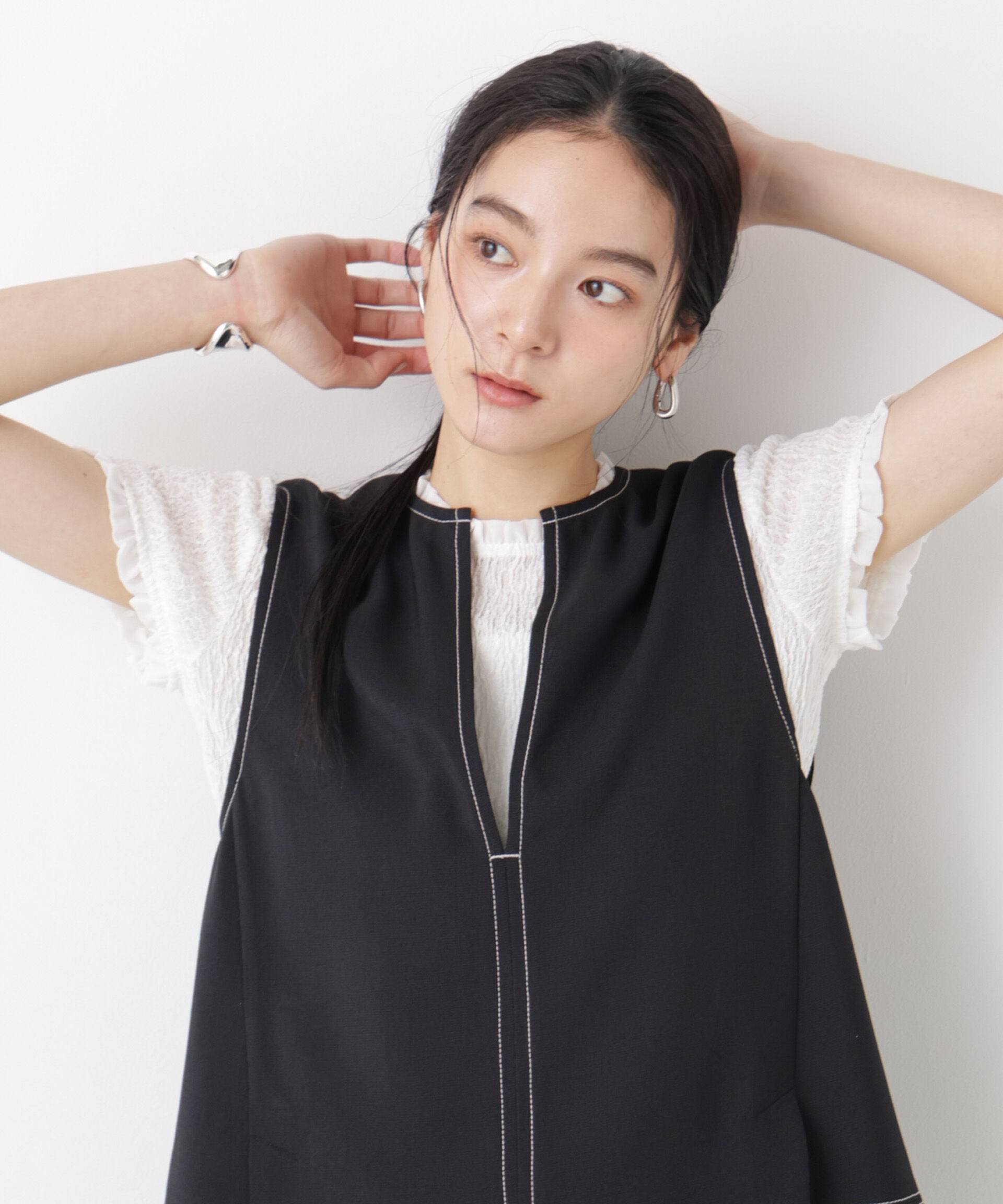 nano･universe「ランダムリンクルフリルトップス」|Tシャツ・カットソー|