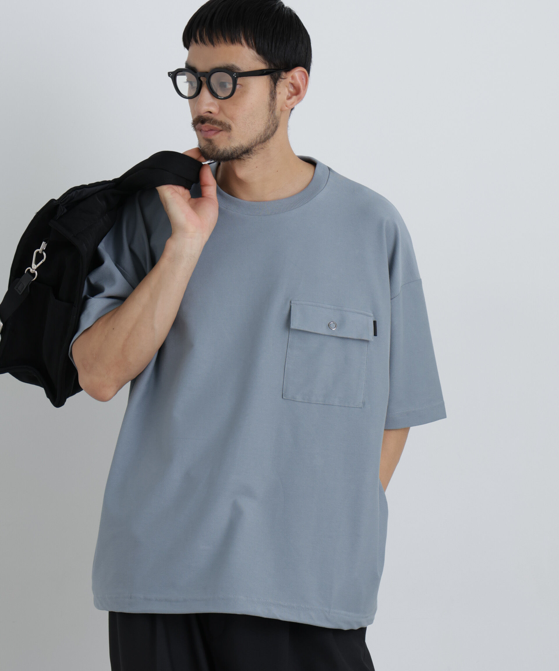 NANO universe「リングドットポケットTシャツ半袖」|Tシャツ・カットソー|ブルーグレー5