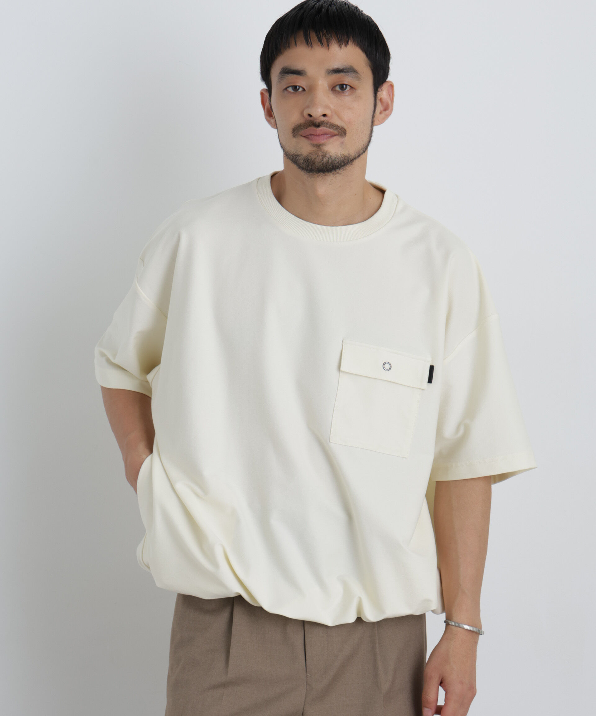 NANO universe「リングドットポケットTシャツ半袖」|Tシャツ・カットソー|