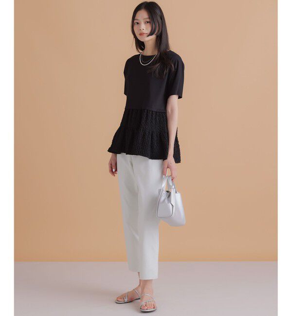 組曲「パフジャカードコンビジャージー ペプラムカットソー」|Tシャツ・カットソー|