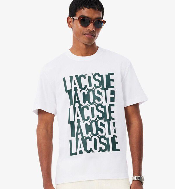 LACOSTE「リピートロゴプリントコットンTシャツ」|Tシャツ・カットソー|
