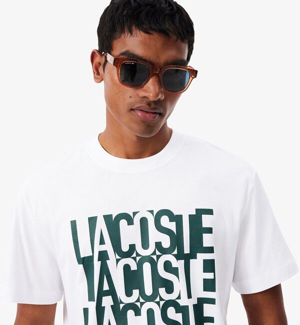 LACOSTE「リピートロゴプリントコットンTシャツ」|Tシャツ・カットソー|