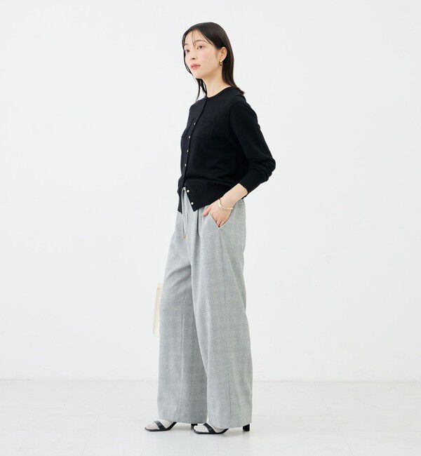 NOLLEY'S「《アンサンブル対応》《手洗い可能》天竺胸ポケットクルーネックカーディガン」|カーディガン|