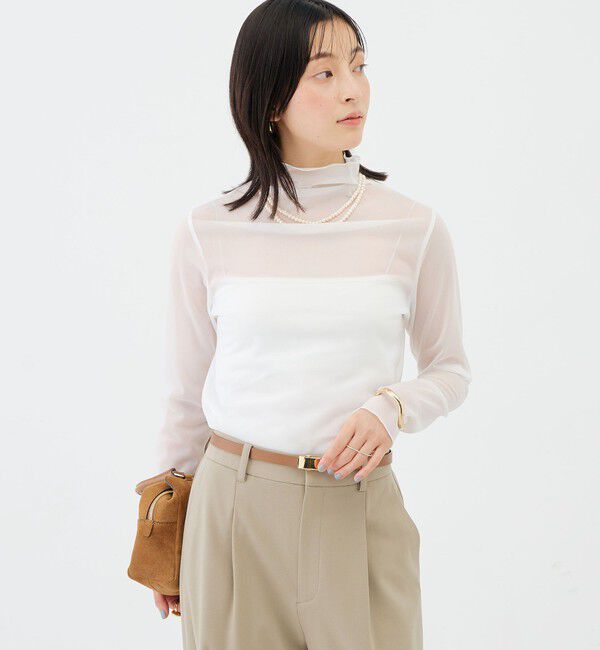 NOLLEY'S sophi「ウォッシャブルシアーオーガンジータートルネック」|Tシャツ・カットソー|ホワイト
