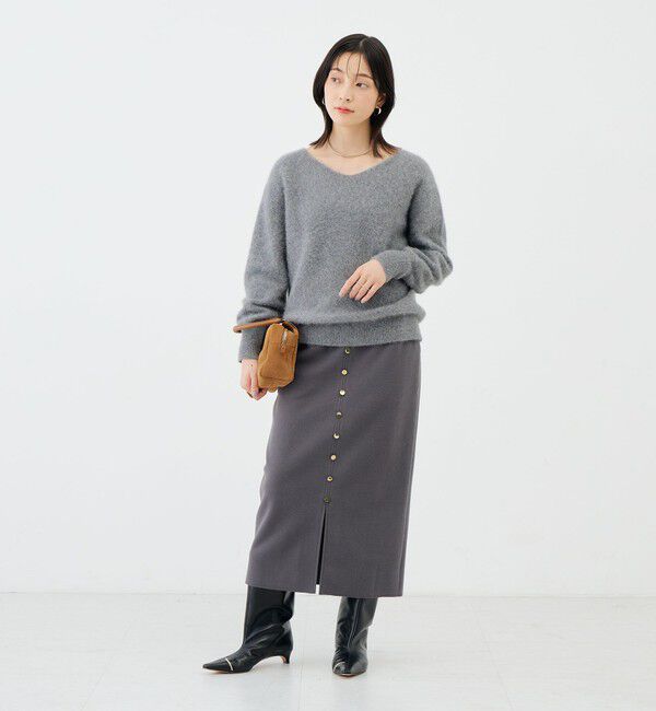 NOLLEY'S sophi「《セットアップ対応》《吸湿発熱》ウォッシャブルウーレット釦タイトスカート」|タイト|