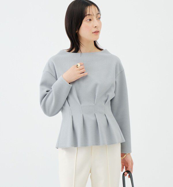 NOLLEY'S sophi「《セットアップ対応》《吸湿発熱》ウォッシャブルウーレットウエストタックプルオーバー」|Tシャツ・カットソー|グレイッシュブルー