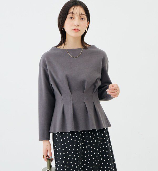 NOLLEY'S sophi「《セットアップ対応》《吸湿発熱》ウォッシャブルウーレットウエストタックプルオーバー」|Tシャツ・カットソー|チャコールグレー