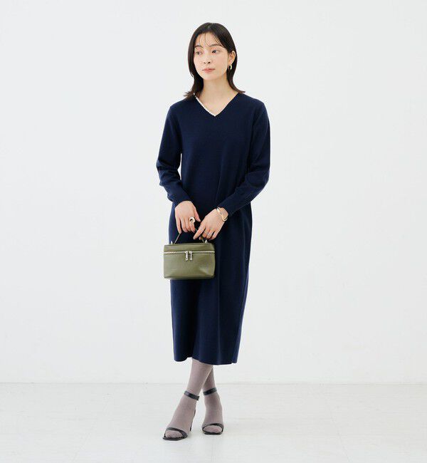 NOLLEY'S sophi「【WEB限定】《手洗い可能》片衿パール総針コクーンワンピース」|ワンピース|