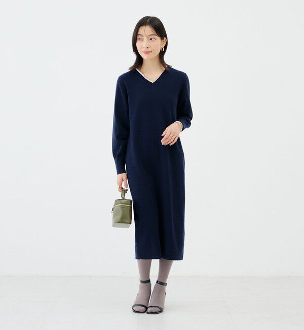 NOLLEY'S sophi「【WEB限定】《手洗い可能》片衿パール総針コクーンワンピース」|ワンピース|